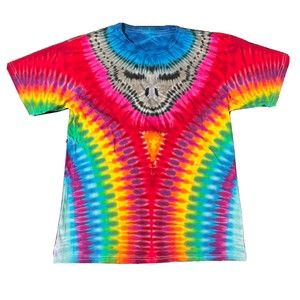 Rare Deep V Tie Dye Short Sleeve Crew Neck T Shirt Size Large